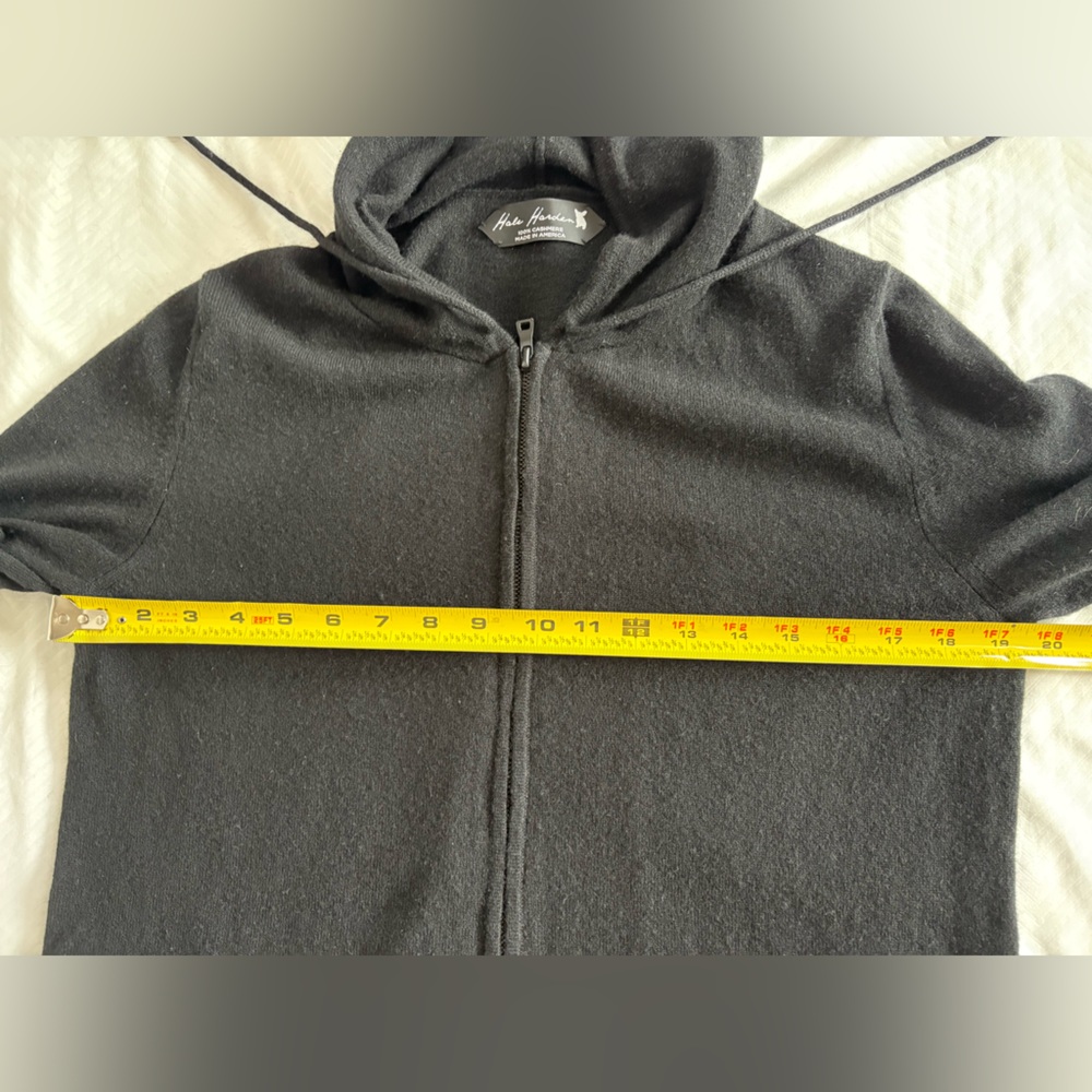 Hale Harden Cashmere Black Full Zip Hoodie Sweater Quiet Luxury Made in USA Sz M - Picture 11 of 15